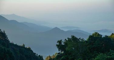 schöne landschaft des naturparks doi inthanon morgens mit dem nebel, bezirk chom thong, chiangmai foto