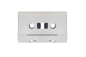 Graues Retro-Mock-up-Kassettenband isoliert auf weißem Hintergrund mit Beschneidungspfad foto