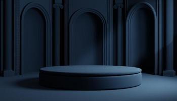 3D-Luxus-Podium mit römischer Säule für Produkthintergrund Podium im klassischen Stil für Show-Kosmetik-Podructs-Vitrine im Hintergrund. foto