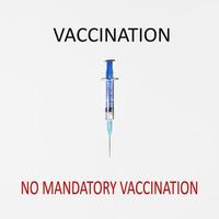 Spritze mit rotem Text, keine obligatorische Impfung. Konzept der Wahl zwischen Impfung und nicht obligatorischer Impfung foto