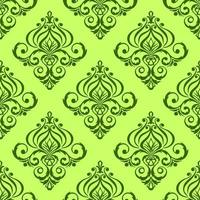 Nahtloses grafisches Muster, florale grüne Ornamentfliese auf olivfarbenem Hintergrund, Textur, Design foto