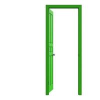 offene grüne isolierte Tür geschlossene 3D-Darstellungswiedergabe foto