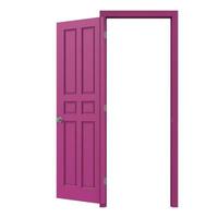 offene isolierte rosa Tür geschlossen 3D-Darstellung foto