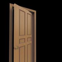 offene isolierte Tür geschlossen 3D-Darstellung foto