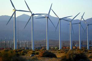 saubere energie, die von windturbinen in palm springs, kalifornien, erzeugt wird. foto