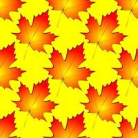 Nahtloses symmetrisches Muster aus Herbstahornblättern auf gelbem Hintergrund, Textur, Design foto