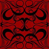 Nahtloses grafisches Muster, Fliese mit abstraktem geometrischem schwarzem Ornament auf dunkelrotem Hintergrund, Textur, Design foto