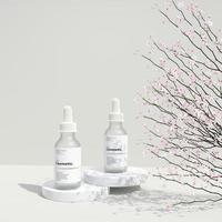 3D-Rendering-Serum in Glasflasche mit Pipette foto