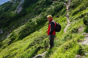 Tourist auf dem Berg foto