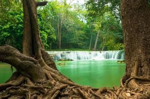 chet sao noi wasserfall schöner wasserfall mitten im wald, namtok chet sao noi nationalpark foto