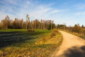 Herbstlandschaft mit gelben Blättern an einem sonnigen Tag foto