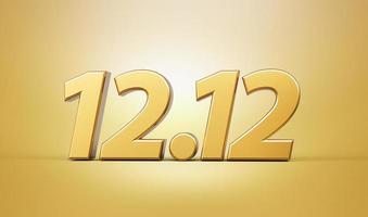 12 12 Shopping Day Sale Banner mit goldenem elegantem Farbschema Hintergrund 3D-Illustration foto