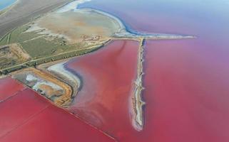 erstaunliches lila Wasser. Luftaufnahme der Insel Jarilgach in der Ukraine. majestätische Landschaften foto