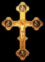 antikes kruzifix aus gold - römisch-katholische kirche, jesus christus. foto