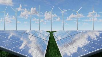 3D-Rendering Illustration Solarzellen Gitter blaues Panel alternatives sauberes grünes Naturenergiekonzept. Umweltschutz foto