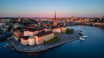 gamla stan in stockholm, schweden per drohne foto