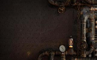 Hintergrund dunkle Wand Loft Steampunk Lampe aus Rohren foto