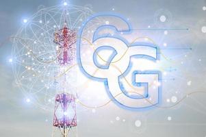 6g-Netzwerkkonzept, mobiles Hochgeschwindigkeits-Internet-New-Age-Netzwerk, Geschäftskonzept, modernes Technologie-Internet und Netzwerk foto