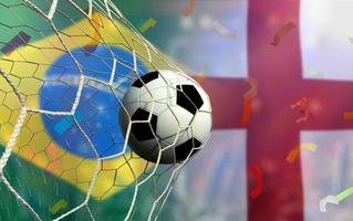 fußballpokalwettbewerb zwischen dem nationalen brasilien und dem nationalen england. foto