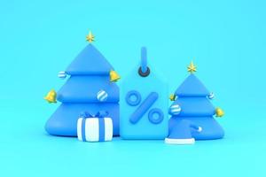 weihnachtsverkaufsanhänger, weihnachtsbaum, weihnachtsmütze und geschenkbox. weihnachtsferien-einkaufsaktion. foto