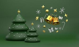 frohe weihnachten hintergrund mit glänzenden goldverzierungen. Weihnachtsbaum, Schneeflocken, Geschenk, Süßigkeiten, foto
