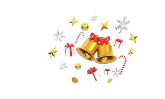 frohe weihnachten hintergrund mit glänzenden goldverzierungen. Schneeflocken, Geschenk, Süßigkeiten, foto