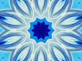 dunkelblaues Aquarell Kaleidoscioe Blumenmuster abstrakter einzigartiger symmetrischer und ästhetischer Hintergrund foto