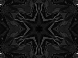 schwarzer silberner metallischer Kaleidoskophintergrund. abstraktes und symmetrisches Muster mit dunklen Vibes. foto