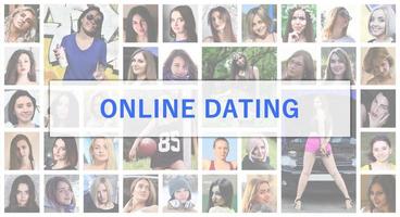 Online-Dating. der Titeltext wird auf dem Hintergrund von a dargestellt foto