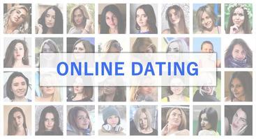 Online-Dating. der Titeltext wird auf dem Hintergrund von a dargestellt foto
