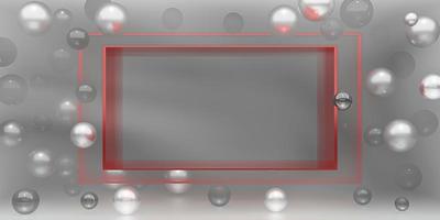 Text- und Smog-Frame-Hintergrund Elegantes Textfeld, umgeben von Perlen und Glaskugeln 3D-Darstellung foto