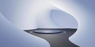 minimales 3d-raumpodium und abstrakter hintergrund, der eine abstrakte geometrische bühne mit einer realistischen zylindrischen podium-3d-illustration zeigt foto