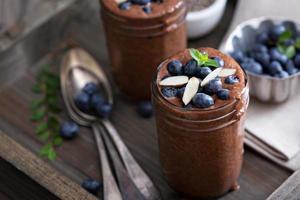 Gesunder veganer Schokoladen-Chia-Pudding foto