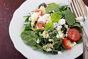 Nudelsalat mit Orzo, Spinat und Feta foto