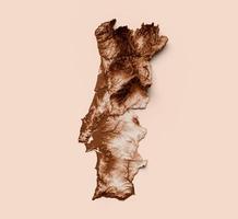 Karte von Portugal im alten Stil, braune Grafiken im Retro-Stil Vintage-Stil. hochdetaillierte 3D-Darstellung foto