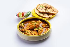 rotes Hühnercurry oder Murgh Masala oder Korma mit markantem Beinstück foto