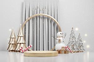 Frohe Weihnachten-Event-Produkt-Display-Podest mit Dekoration Hintergrund 3D-Rendering foto