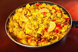 spanisches Paella-Gericht foto