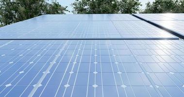 3D-Rendering Illustration Solarzellen Gitter blaues Panel alternatives sauberes grünes Naturenergiekonzept. Umweltschutz foto
