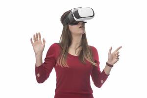 Frau mit Brille der virtuellen Realität. zukünftiges Technologiekonzept. foto