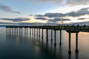 Sonnenuntergang am Ocean Beach Pier in San Diego, Kalifornien. foto