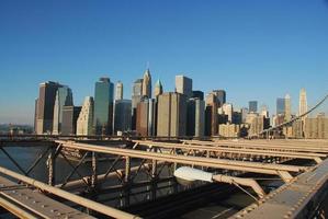 Skyline der Innenstadt von New York von der Brooklyn Bridge. foto