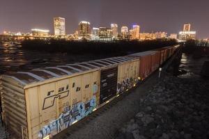 Richmond, Virginia - 19. Februar 2017 - Panoramablick auf die Skyline von Richmond, Virginia bei Nacht. foto