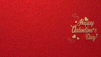 der goldene glückliche valentinstag auf rotem hintergrund für urlaubskonzept 3d-rendering foto