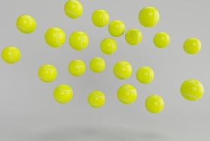 3D-Illustration mit minimalem Tennisball auf weißem Hintergrund. foto
