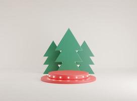 3D-Minimalszene mit Podium. weihnachtshintergrund mit podium für produktanzeige. 3D-Rendering. foto