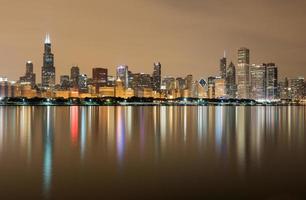 Chicago Skyline in der Nacht foto