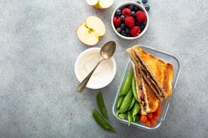 Lunch-Container mit Mittagessen zum Mitnehmen für Kinder oder Erwachsene foto