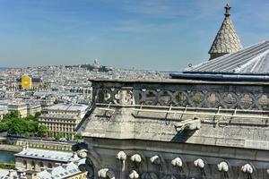 die pariser skyline von notre dame de paris, kathedrale in frankreich. foto