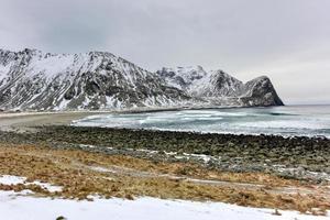 Strand von Unstad, Lofoten, Norwegen foto